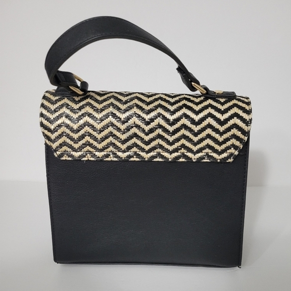 DUNE London Chevron Herringbone Fold over Top Handle Little Y2K Style Hand Bag - Picture 2 of 13